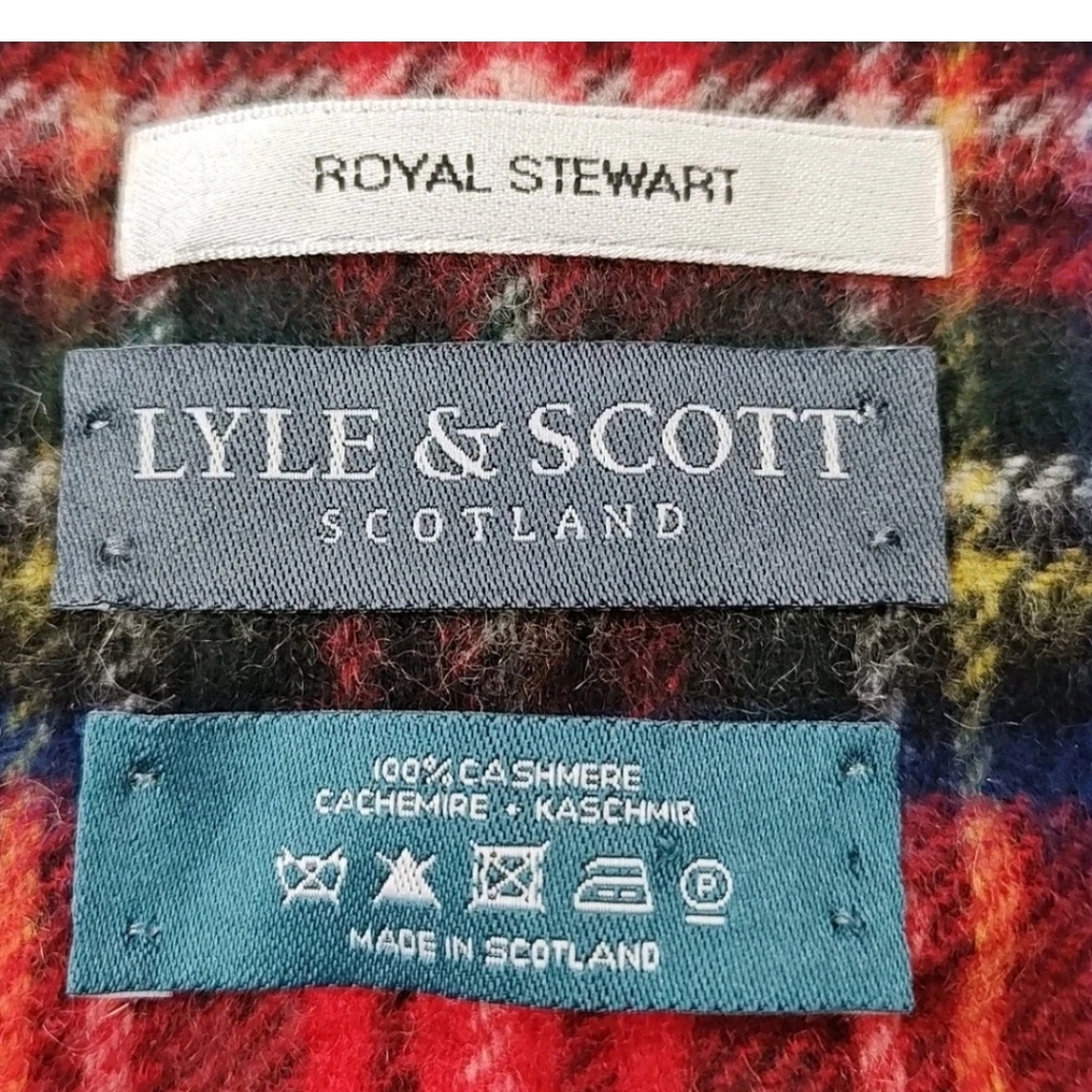 Lyle Scott Scotland Royal Stewart Plaid Fringed Long Scarf Cashmere Holiday Nwt - Picture 5 of 8